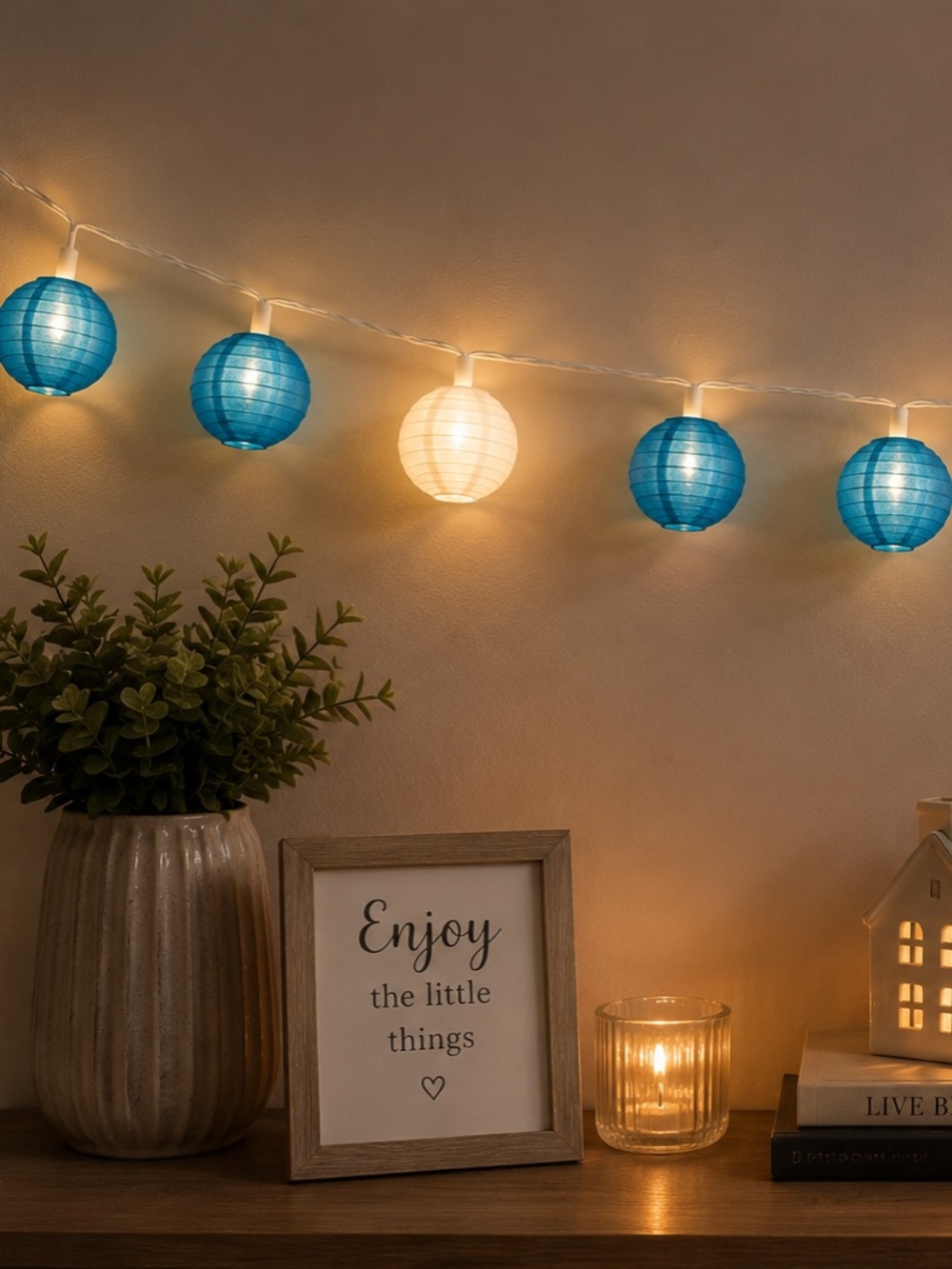 Blue And White String Lights Set of 10